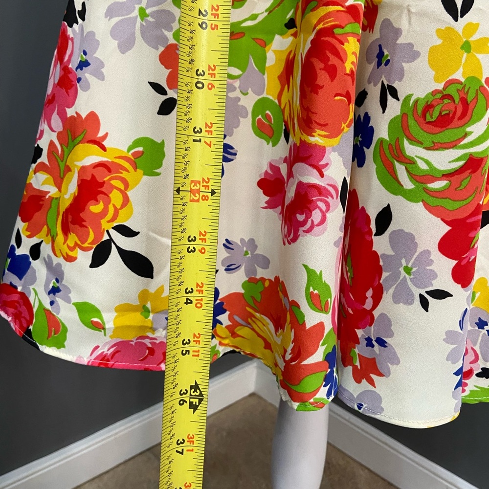 Betsey Johnson Cream Floral Dress with Pink Yellow & Blue Accents fit & flare 14 - Picture 7 of 16
